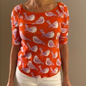 Anthropology bird motif shirt